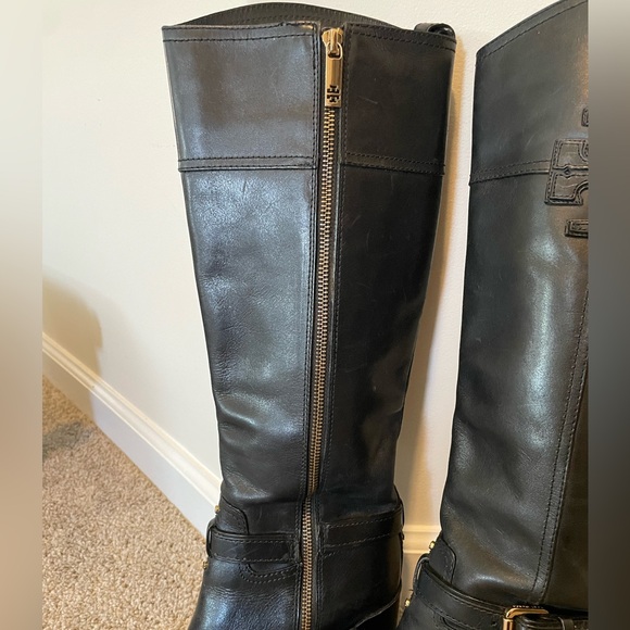 Tory Burch Blair Black Leather Knee-High Boots - Picture 4 of 10